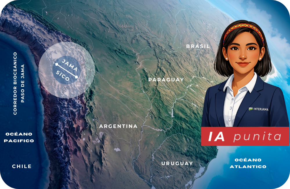 Mapa del Corredor Bioceánico con IA Punita